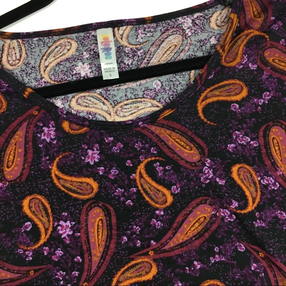 LuLaRoe Perfect T Shirt Size Small Black Purple - Picture 2 of 2